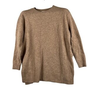 H&M Womens M Tan Knit Sweater Wool Blend Long Sleeve Crewneck Classic Casual